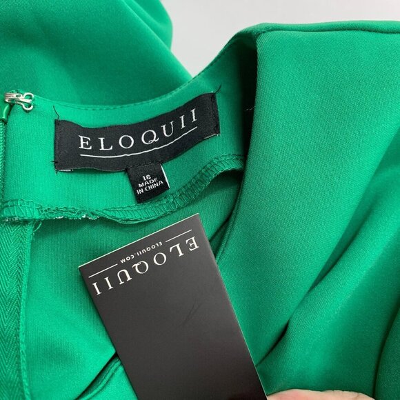 Eloquii flare sleeve scuba dress shift bell green knit stretch new 16 - Picture 6 of 6